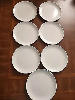 60s Boonton Molding NJ Dinnerware MCM 7 Salad Plates Melamine White • $19.99