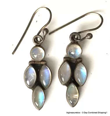 Vintage Earrings MARKED 925 STERLING SILVER Pierced Dangle Moonstone Lot Y • $3.25