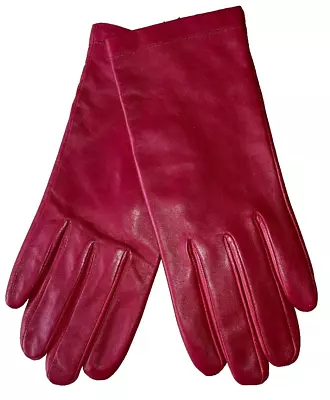 BNWT M&S RED LEATHER GLOVES Lined M-L • £12.99