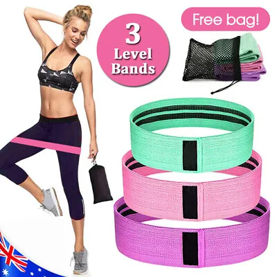 $16.98 • Buy Resistance Booty Bands Set-3 Hip Circle Loop Bands Workout Exercise Guide & Bag