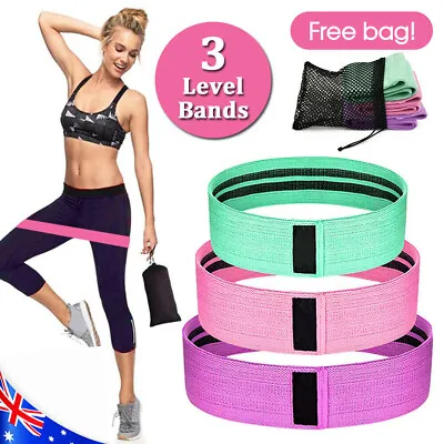 Resistance Booty Bands Set-3 Hip Circle Loop Bands Workout Exercise Guide & Bag • $16.98