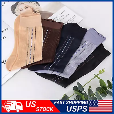 5 Pairs Mens Ultra Thin Dress Socks Silk Sheer Business Socks Soft Nylon Work • $9.99