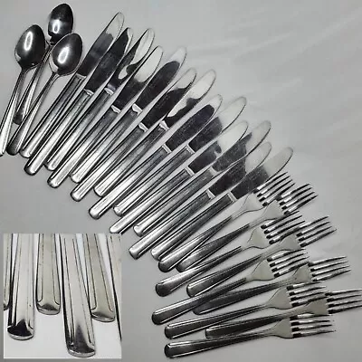 25 Pcs Vtg BRANDWARE STAINLESS Flatware Art Deco Silverware Set Glossy MCM Retro • $39