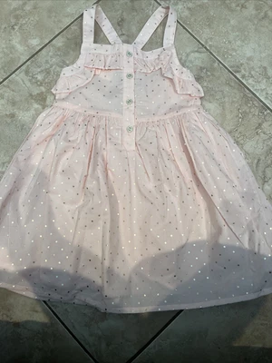 $6 • Buy NWT Rachel Zoe 2T Pink And Gold Polka Dot Dress