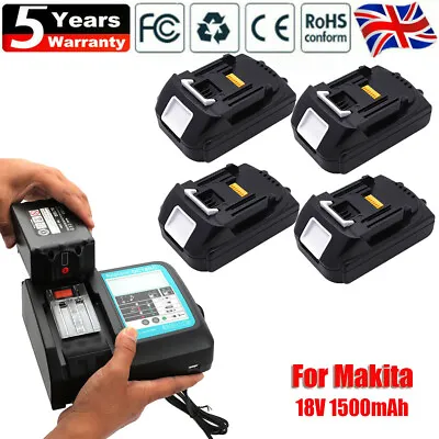 Makita Battery BL1850B BL1815 N Cordless LXT Charger Set 18V 1.5Ah Lithium-Ion • £16.90