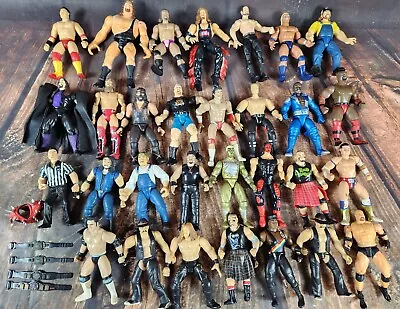HUGE Lot Of 30 WCW WWE Wrestling Figures JAKKS Pacific Toy Biz Mostly 90s Extras • $12.50