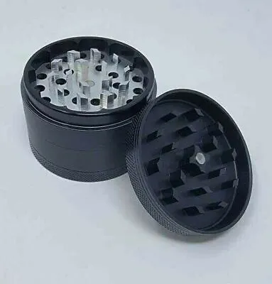 Tobacco Herb Grinder Spice Herbal 4 Piece Metal Black Alloy Smoke Large • £10.61