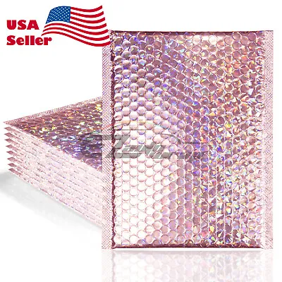 ANY SIZES # Holographic Rose Gold Bubble Padded Mailers Shipping Envelopes Bags • $16.99