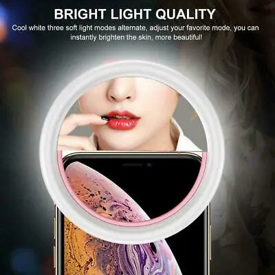 3 Modes Selfie LED Ring Fill Light Camera Rechargeable For IPhone Android Phone • $13.19
