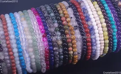 Handmade 4mm Natural Gemstone Round Beads Stretchy Bracelet Healing Reiki 6.5  • £3.06