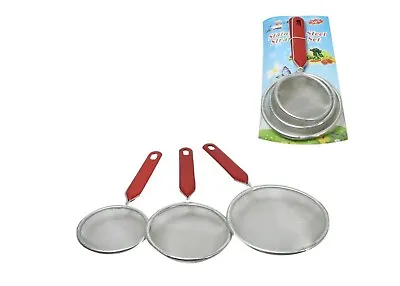 3 Pack Kitchen Sieve Stainless Steel Strainer Set 8 /10/ 12cm Mesh Strainer UK • £6.49