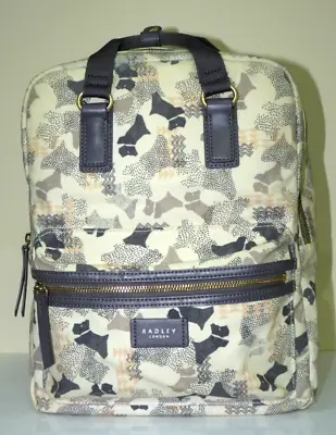 £49.99 • Buy Radley  Data Dog Backpack - Grey , Cream, Peach Oilcloth, Top Zip, Medium Size
