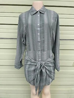 New ZARA Lace-Up ShirtDress Green Button Front Tie Detail Long Sleeve SZ M #5894 • $30.39