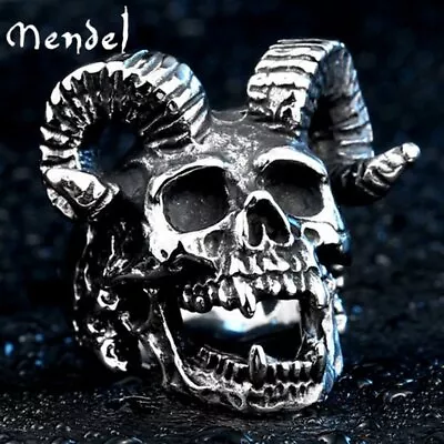 MENDEL Mens Gothic Punk Devil Biker Skull Ring For Men Stainless Steel Size 7-15 • $11.99