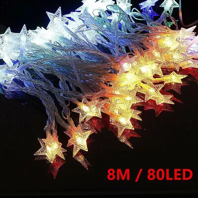 8M 80LED USB Stars Hanging String Lights Party Home Fairy Christmas Decor Lamps • $12.43