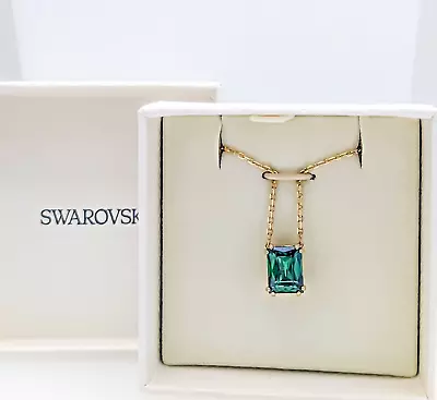 NEW Authentic SWAROVSKI Gold Chain Green Crystal Pendant Matrix Necklace 5677141 • $106.25