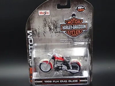 1958 58 Flh Duo Glide Harley Davidson Motorcycle H-d 1:24 Scale Diorama Model • $11.99
