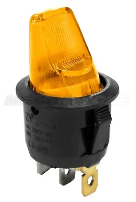 SPST ON/OFF Mini Rocker Switch T85 W/Paddle Handle & AMBER Neon Lamp USA SELLER • $5.95