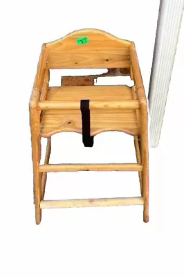 Wooden Vintage Baby High Chair With Adjustable Safety Buckles • $15