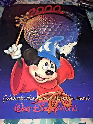 RARE EPCOT Sorcerer Mickey Mouse 2000 Celebrate The Future 20x16 Laminate Poster • $18