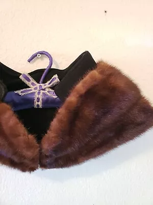 Vtg 50s Brown Fur Mink Collar • $9.99