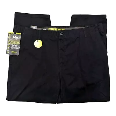 Lee Mens 46x30 Black Straight Fit Extreme Motion Comfort Khaki Chino Pants New • $31.77