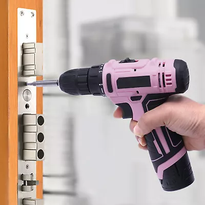 Pink Cordless Drill Set Of  Electric Wireless Drill 3/8  Keyless Chuck Power • $17