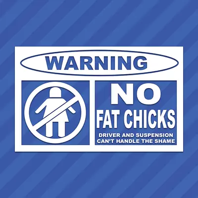 Warning No Fat Chicks Vinyl Decal Sticker JDM Slammed Stance Hellaflush Lowered • $4.49