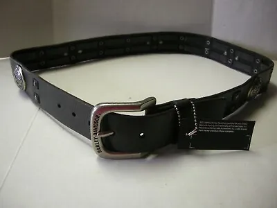 Harley-Davidson Men's Belt W/Harley-Davidson Medallions & Studs Black Size 36 • $89.99