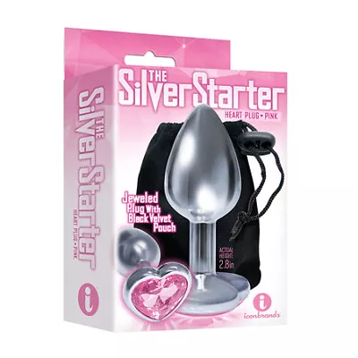 The 9's The Silver Starter Bejeweled Heart Stainless Steel Plug Pink • $25.16