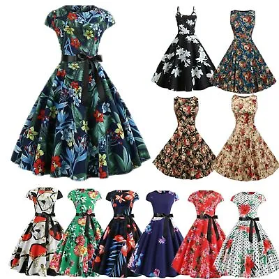 £10.79 • Buy LADY Vintage Rockabilly Dresses Retro 50s 60s Evening Party Prom Swing Dress UK,