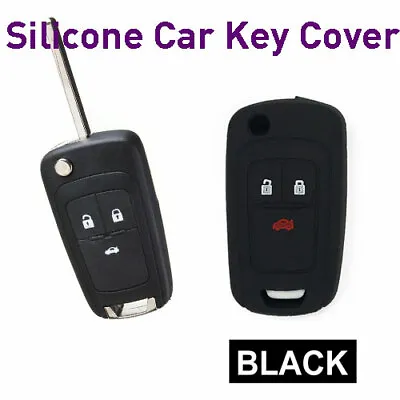 Silicone Car Key Cover Protector Fits For Holden Cruze Flip 3-Button Key BLACK • $14.50