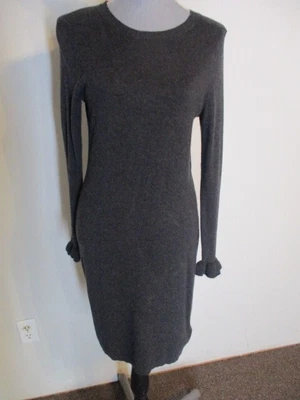 $14 • Buy Rachel Zoe Charcoal Gray Merino Wool Blend Ruffle Cuffs Sweater Dress   M