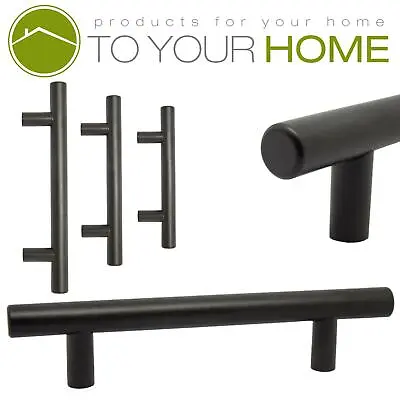 Black Stainless Steel T-Bar Handle For Furniture Cupboard Cabinet Door • £2.13