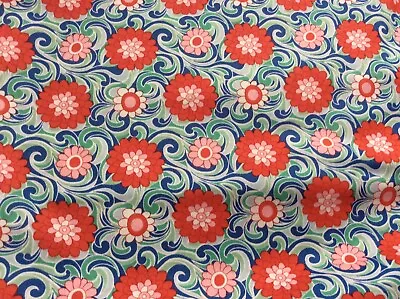 Liberty Fabric - Latest Collection - Carnaby - Carnation Carnival In Red Blue • £3.95