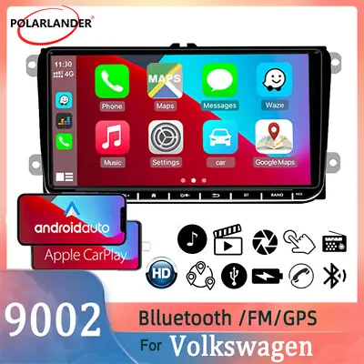 9  2Din Car Stereo TFT Screen  Carplay Android Auto MP5 For Bora Golf VW Polo • $97.99