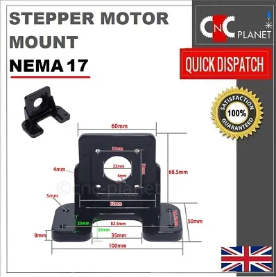 Nema 17 Stepper Motor Mount 42mm Bracket Base Horizontal Black CNC UK FAST • £12.99