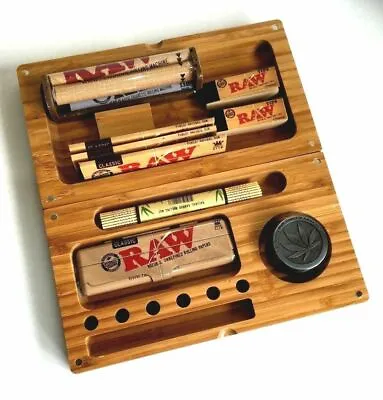 £24.99 • Buy Bamboo Magnetic Rolling Tray RAW Rolling Paper Tips Holder Mat Rolling Machine 