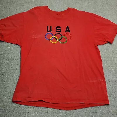 Olympics USA Vintage Adult Mens XL Shirt Embroidered Rings Made In America • $11.77