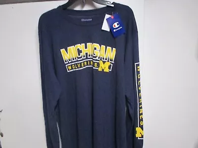 Michigan Wolverines (champion) Brand Mens Long Sleeve T Shirt (xxl) Nwt navy • $14.99