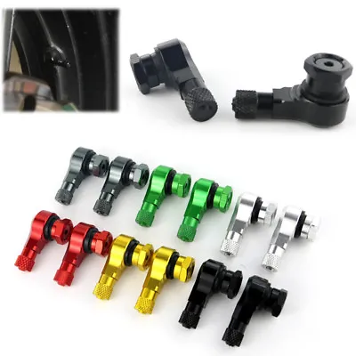 2Pcs Aluminum CNC Motorcycle 90 Degree Angle Wheel Tire Stem Tubeless Valve • $4.74