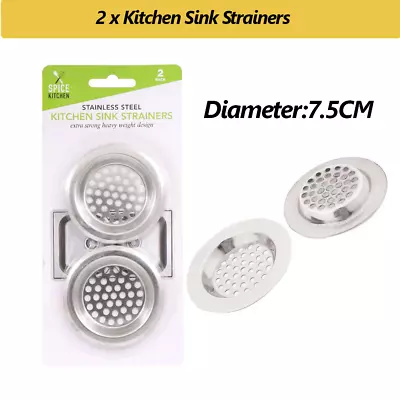 $4.26 • Buy 2Pcs Stainless Steel Kitchen Sink Strainer Filter Heavy Weight Design Bath Drain