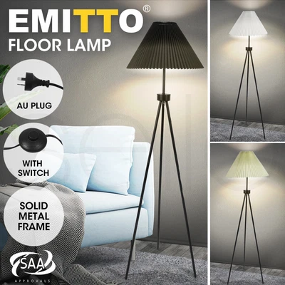 $59.99 • Buy EMITTO LED Floor Lamp Modern Tripod Home Decor Stand Reading Light Linen Fabric