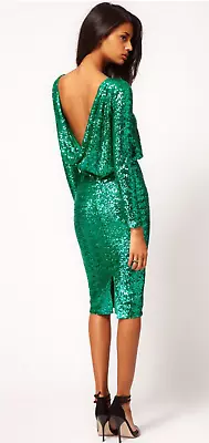 ASOS TALL Emerald Cowl Sequin Dress 6 NEW WITH TAGS • $19.99