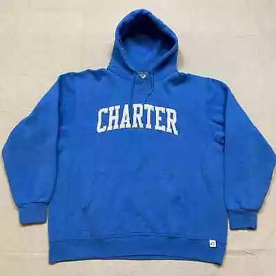 Vintage Y2K Russell Athletic Charter School Hoodie Sweatshirt XL Baby Blue 2000s • $35