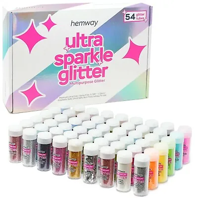 Hemway Cosmetic Glitter 54pcs Set Face Body Eye Nail Art Epoxy Candle Craft USG • £14.95