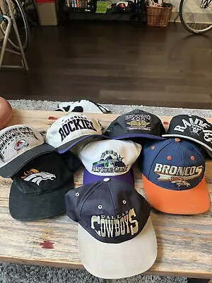 Vintage Bundle Lot Of 8 Hats Snapback Sports NASCAR Starter And Sports Specialty • $90