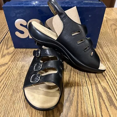 SAS Women's Mystic Comfort Leather Slingback Sandal Black Multiple Sizes • $76.49