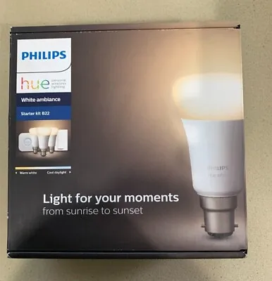 $209 • Buy Phillips Hue White Ambiance Starter Kit B22 / 3 X Bulbs / 1 Switch / 1 Bridge