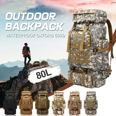 Large-capacity 80L Outdoor Sports Backpack Camping Travel Bag Mountaineering Bag • $50.89
